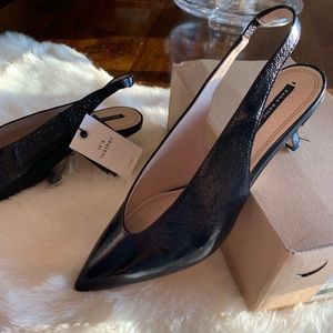 Zara leather slingback kitten heel sz8